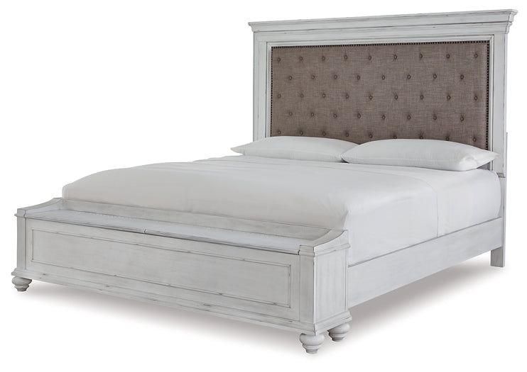 Kanwyn Queen Panel Bed with Storage with Mirrored Dresser and 2 Nightstands at Cloud 9 Mattress & Furniture furniture, home furnishing, home decor