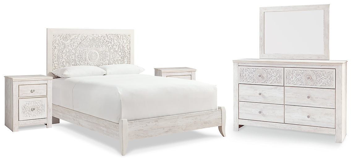 Paxberry Queen Panel Bed with Mirrored Dresser and 2 Nightstands at Cloud 9 Mattress & Furniture furniture, home furnishing, home decor