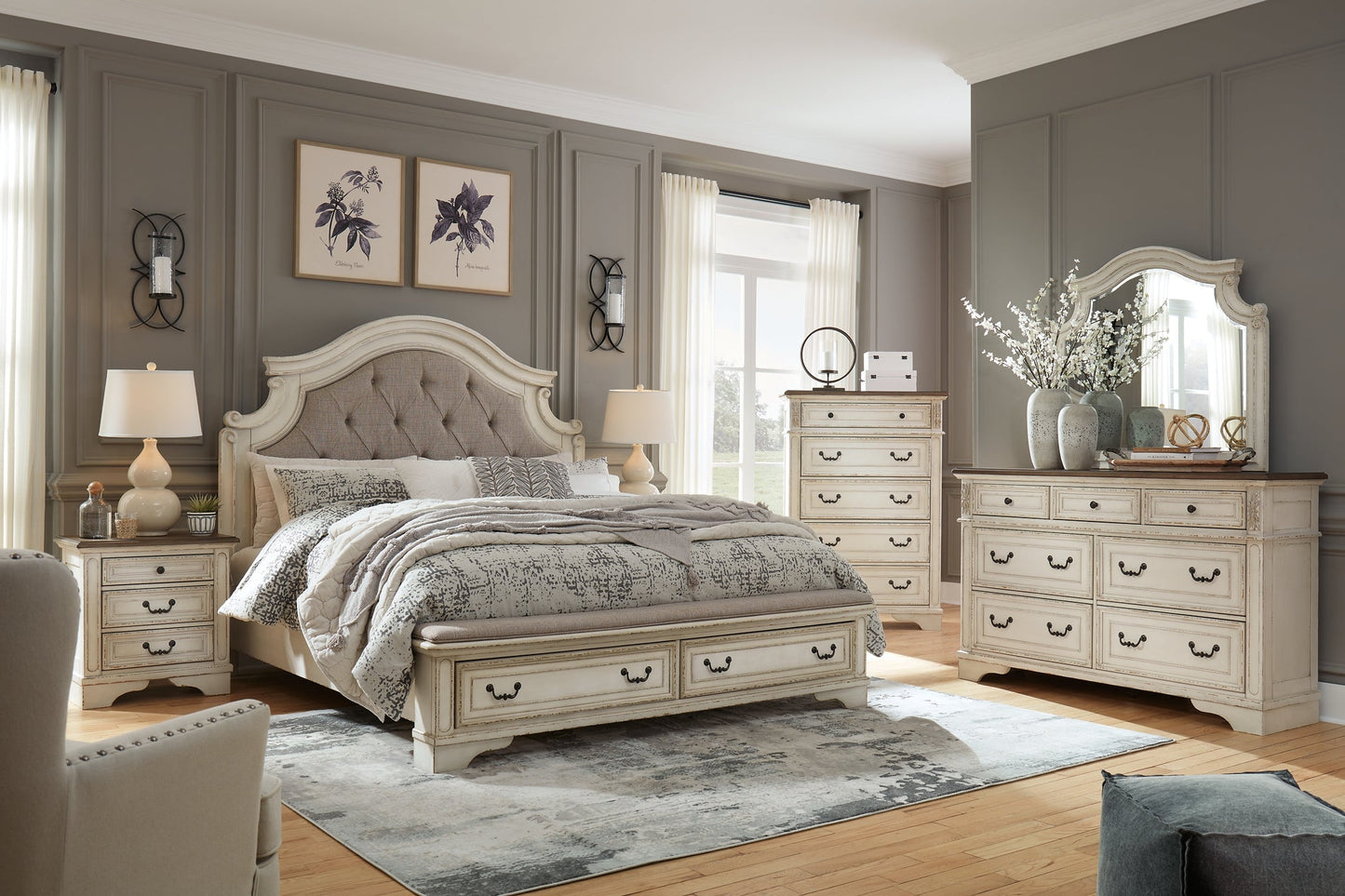 Realyn Queen Upholstered Bed with Mirrored Dresser at Cloud 9 Mattress & Furniture furniture, home furnishing, home decor