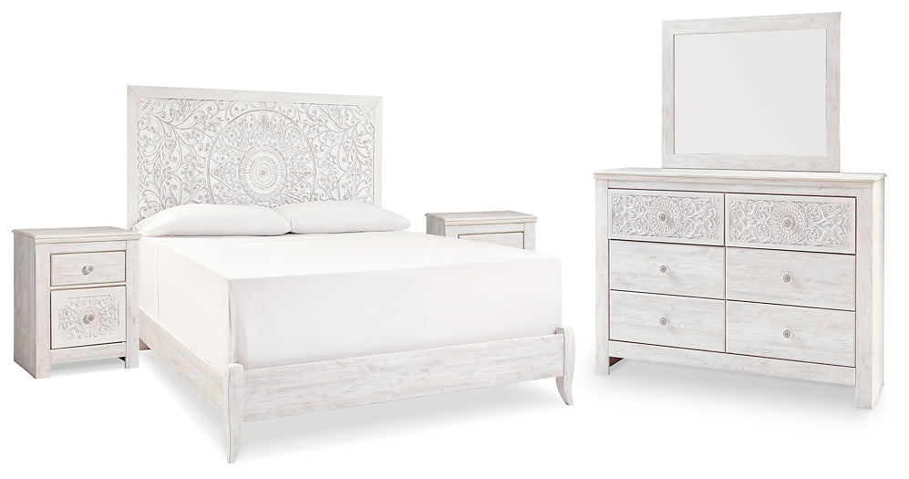 Paxberry King Panel Bed with Mirrored Dresser and 2 Nightstands at Cloud 9 Mattress & Furniture furniture, home furnishing, home decor