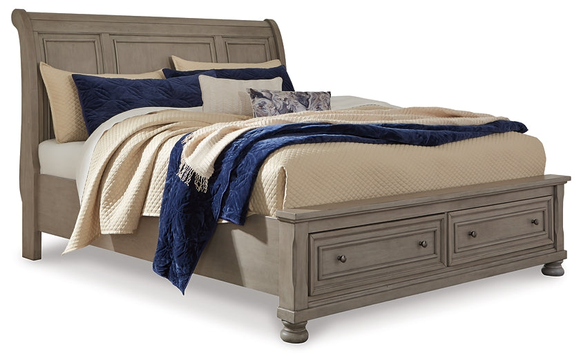 Lettner King Sleigh Bed with 2 Storage Drawers with Mirrored Dresser and 2 Nightstands at Cloud 9 Mattress & Furniture furniture, home furnishing, home decor