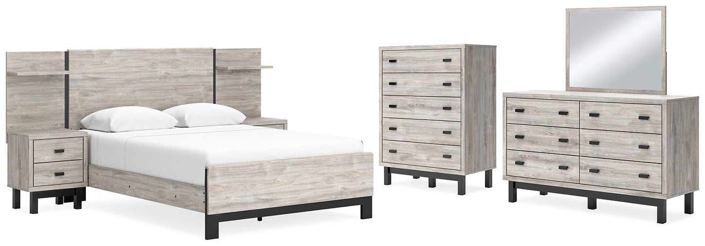 Vessalli Queen Panel Bed with Mirrored Dresser and Chest at Cloud 9 Mattress & Furniture furniture, home furnishing, home decor