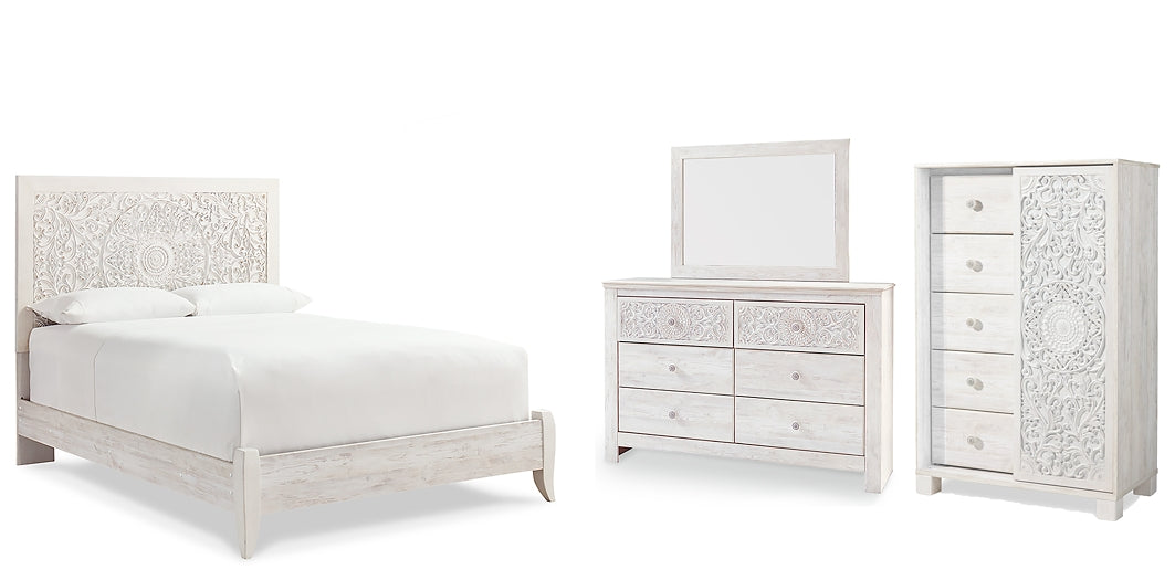 Paxberry Queen Panel Bed with Mirrored Dresser and Chest at Cloud 9 Mattress & Furniture furniture, home furnishing, home decor