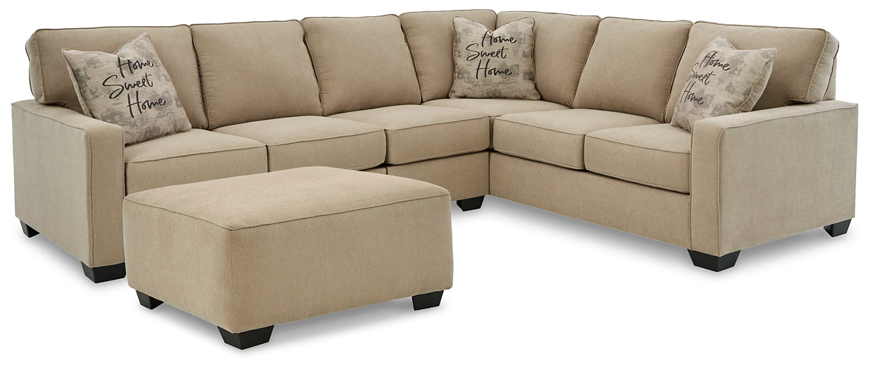 Lucina 3-Piece Sectional with Ottoman at Cloud 9 Mattress & Furniture furniture, home furnishing, home decor