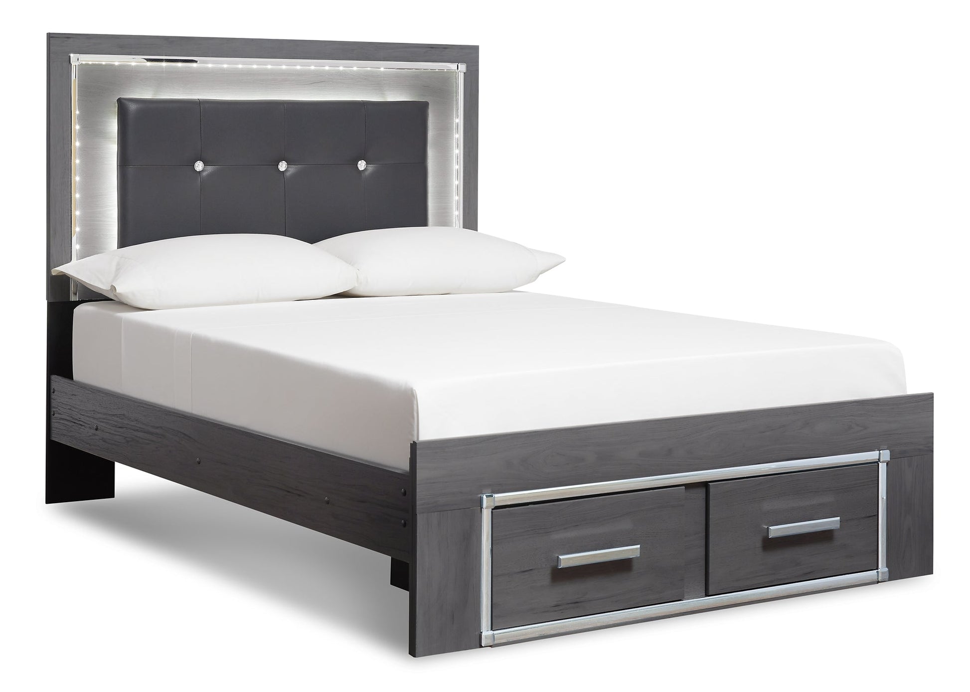 Lodanna Queen Panel Bed with 2 Storage Drawers with Mirrored Dresser and 2 Nightstands at Cloud 9 Mattress & Furniture furniture, home furnishing, home decor