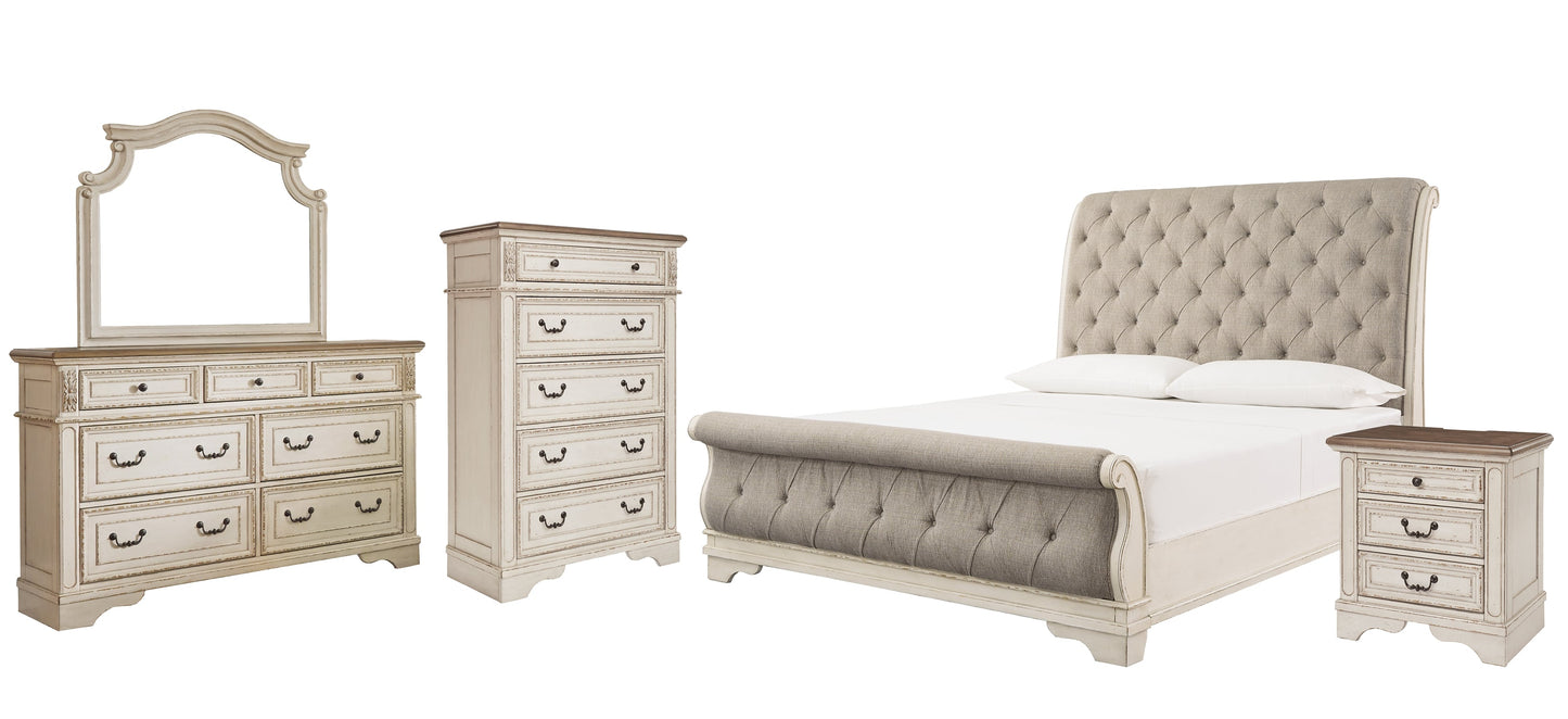 Realyn King Sleigh Bed with Mirrored Dresser, Chest and Nightstand at Cloud 9 Mattress & Furniture furniture, home furnishing, home decor