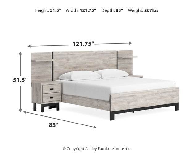 Vessalli King Panel Bed with Mirrored Dresser at Cloud 9 Mattress & Furniture furniture, home furnishing, home decor