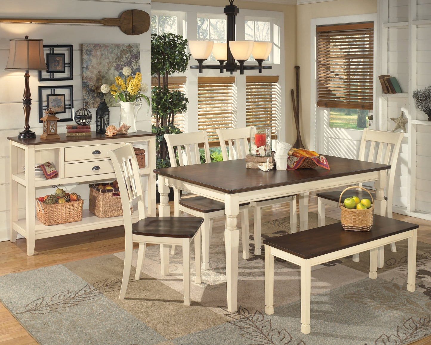 Whitesburg Dining Table and 4 Chairs and Bench with Storage at Cloud 9 Mattress & Furniture furniture, home furnishing, home decor