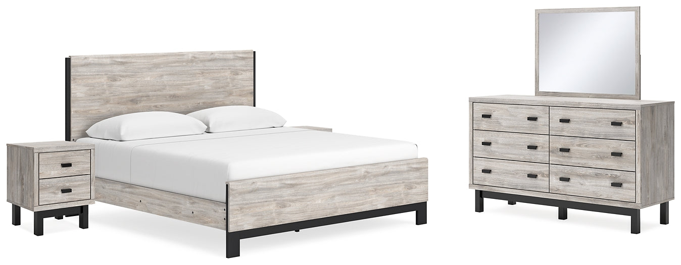 Vessalli King Panel Bed with Mirrored Dresser and 2 Nightstands at Cloud 9 Mattress & Furniture furniture, home furnishing, home decor