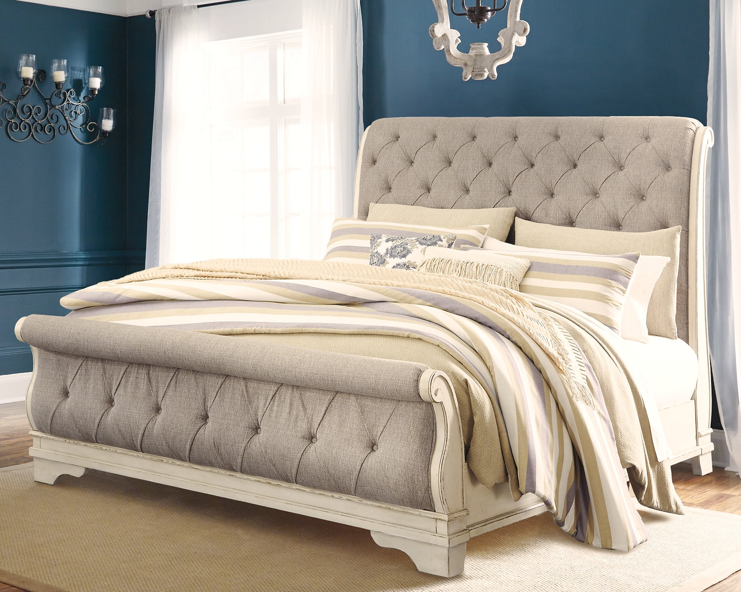 Realyn King Sleigh Bed with Mirrored Dresser and Chest at Cloud 9 Mattress & Furniture furniture, home furnishing, home decor