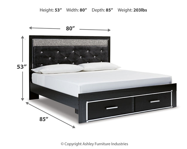 Kaydell King Upholstered Panel Storage Bed with Mirrored Dresser at Cloud 9 Mattress & Furniture furniture, home furnishing, home decor