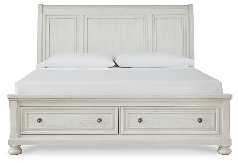 Robbinsdale California King Sleigh Bed with Storage with Mirrored Dresser at Cloud 9 Mattress & Furniture furniture, home furnishing, home decor