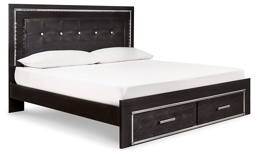 Kaydell King Panel Bed with Storage with Mirrored Dresser at Cloud 9 Mattress & Furniture furniture, home furnishing, home decor