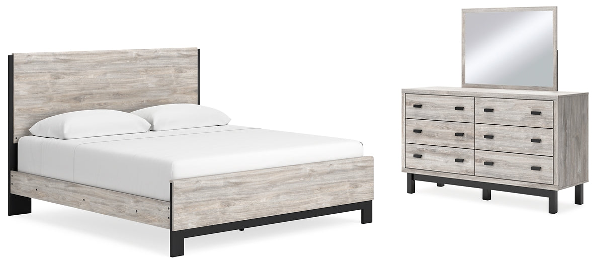 Vessalli King Panel Bed with Mirrored Dresser at Cloud 9 Mattress & Furniture furniture, home furnishing, home decor