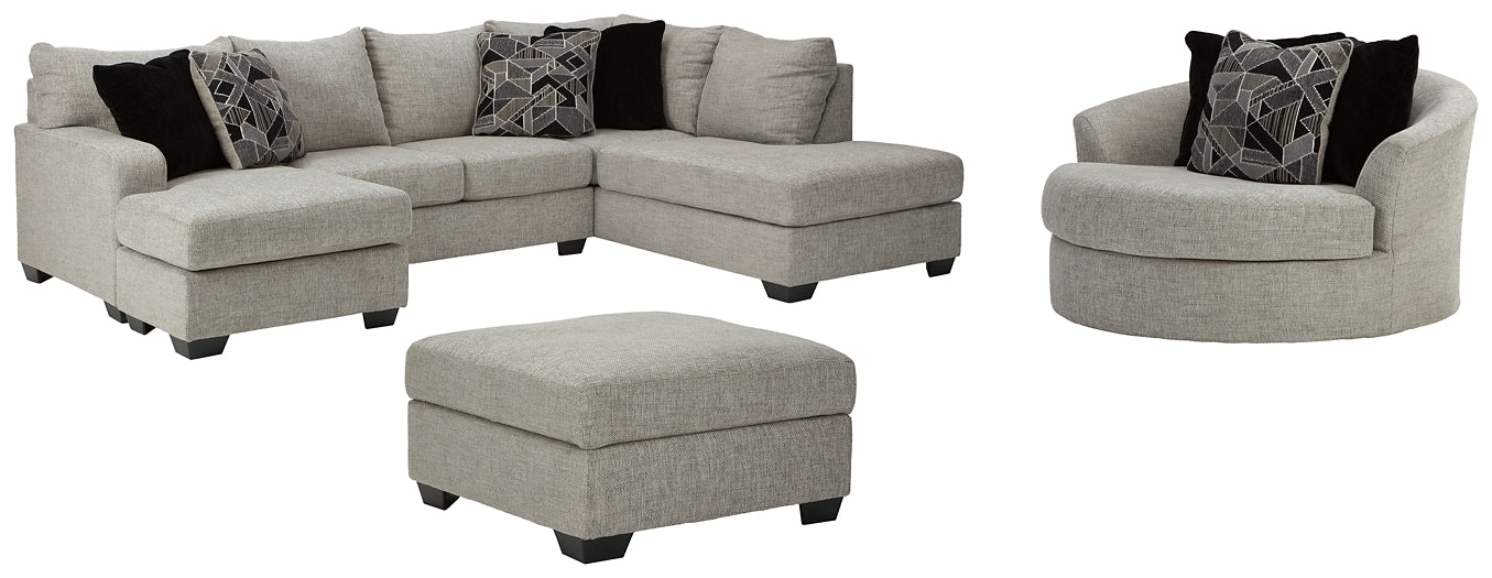 Megginson 2-Piece Sectional with Chair and Ottoman at Cloud 9 Mattress & Furniture furniture, home furnishing, home decor