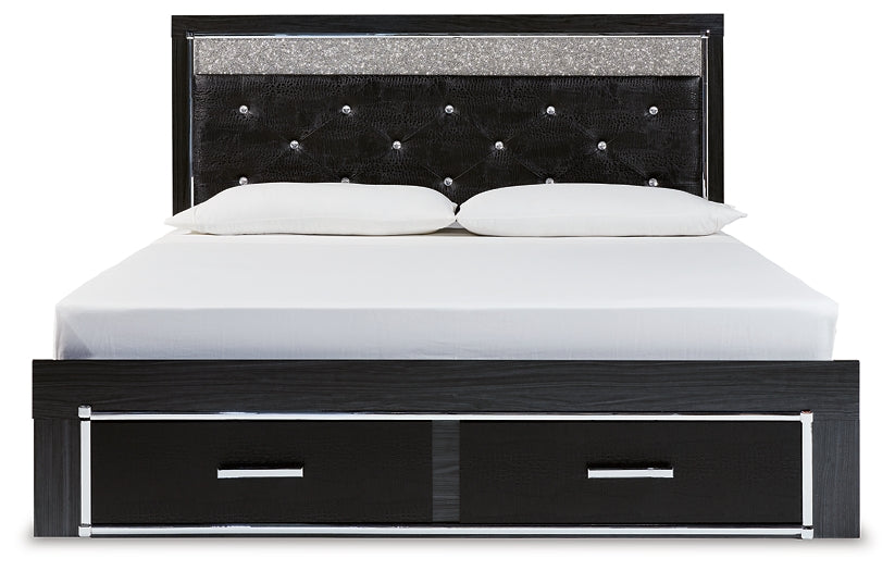 Kaydell King Upholstered Panel Storage Bed with Mirrored Dresser and 2 Nightstands at Cloud 9 Mattress & Furniture furniture, home furnishing, home decor