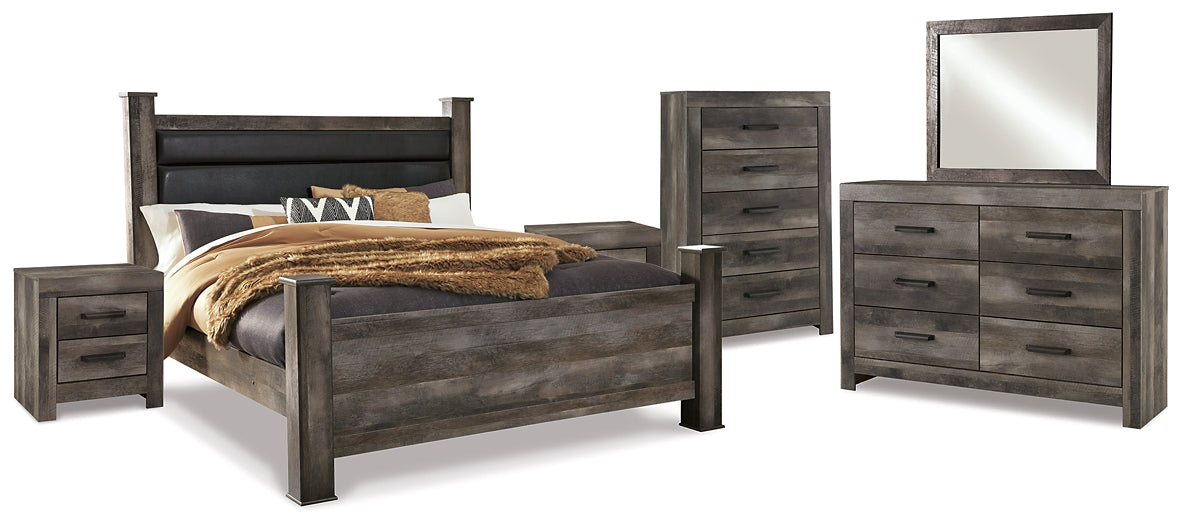 Wynnlow King Poster Bed with Mirrored Dresser and 2 Nightstands at Cloud 9 Mattress & Furniture furniture, home furnishing, home decor