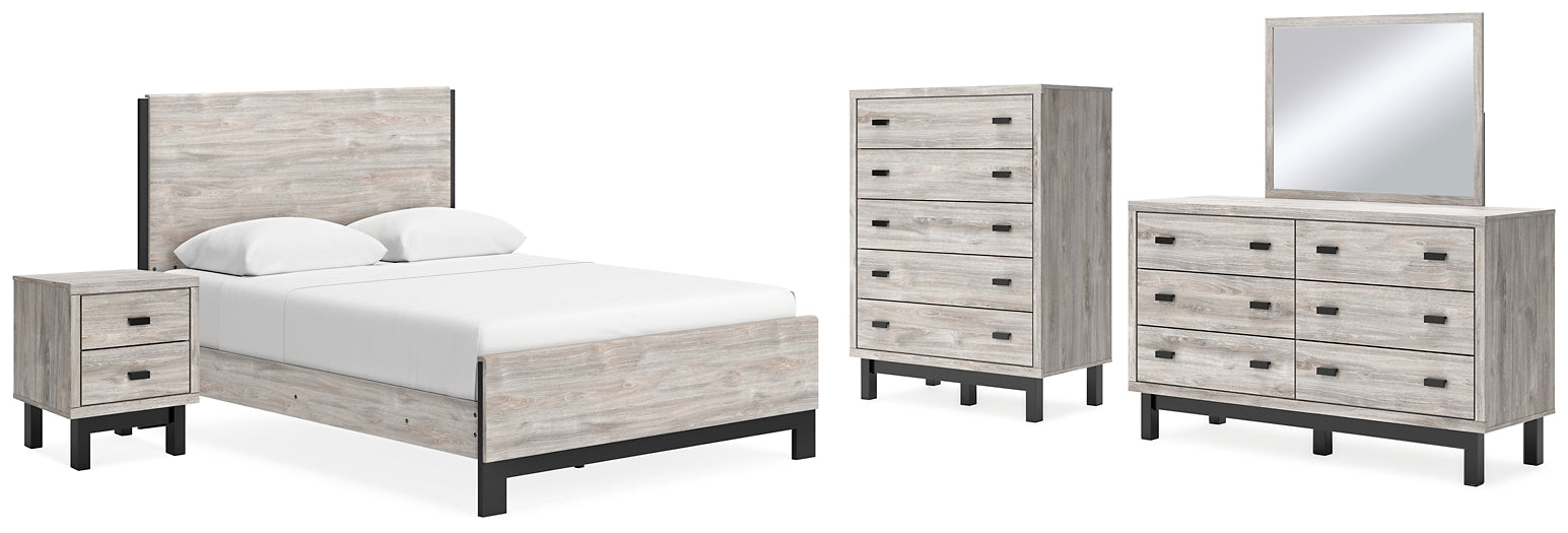 Vessalli Queen Panel Bed with Mirrored Dresser, Chest and Nightstand at Cloud 9 Mattress & Furniture furniture, home furnishing, home decor