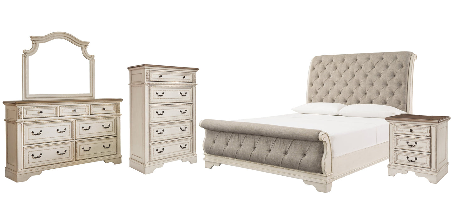 Realyn Queen Sleigh Bed with Mirrored Dresser, Chest and Nightstand at Cloud 9 Mattress & Furniture furniture, home furnishing, home decor