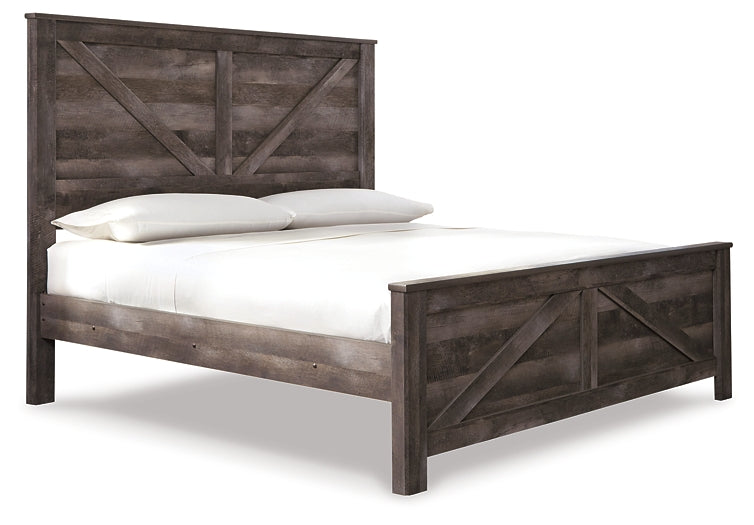 Wynnlow King Crossbuck Panel Bed with Mirrored Dresser, Chest and Nightstand at Cloud 9 Mattress & Furniture furniture, home furnishing, home decor