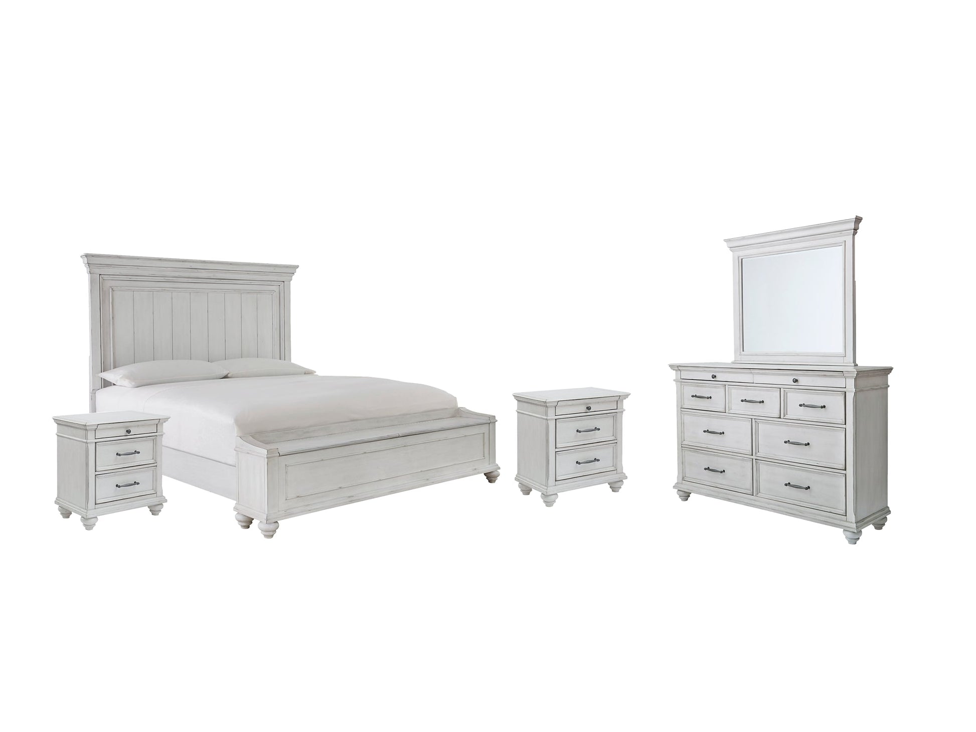 Kanwyn Queen Panel Bed with Storage with Mirrored Dresser and 2 Nightstands at Cloud 9 Mattress & Furniture furniture, home furnishing, home decor