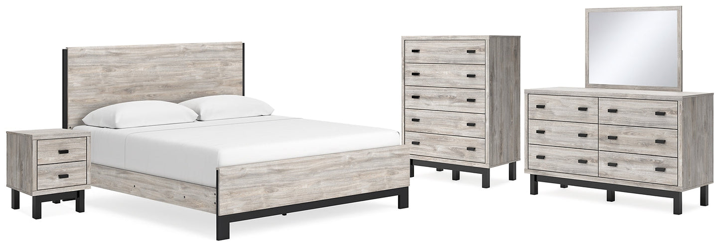 Vessalli King Panel Bed with Mirrored Dresser, Chest and Nightstand at Cloud 9 Mattress & Furniture furniture, home furnishing, home decor