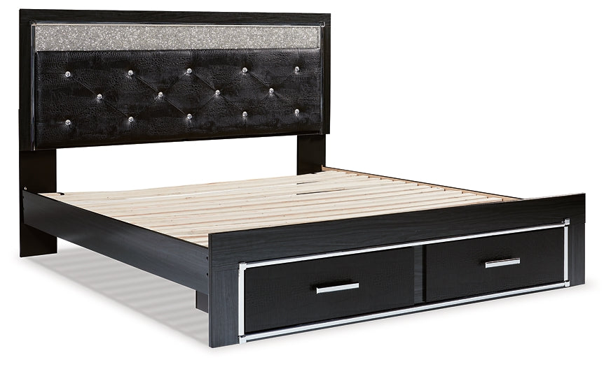 Kaydell King Upholstered Panel Storage Platform Bed with Mirrored Dresser at Cloud 9 Mattress & Furniture furniture, home furnishing, home decor