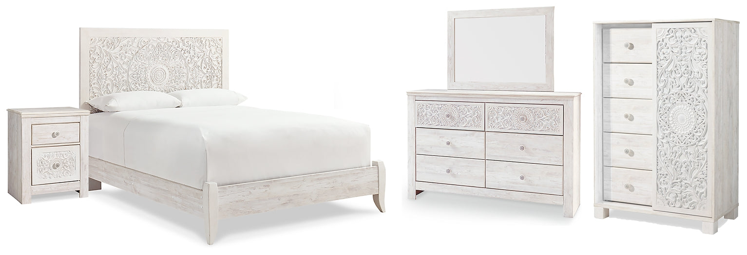 Paxberry Queen Panel Bed with Mirrored Dresser, Chest and Nightstand at Cloud 9 Mattress & Furniture furniture, home furnishing, home decor