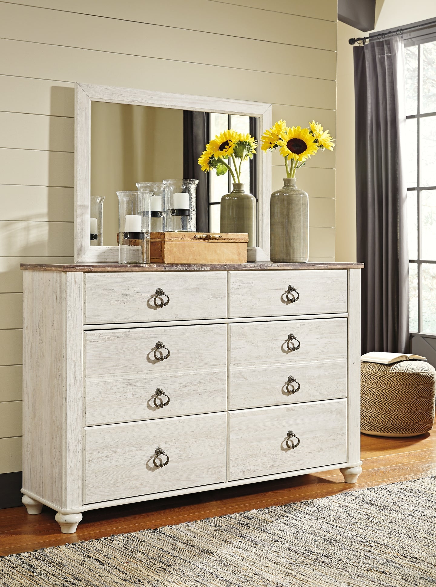 Willowton King Panel Bed with Mirrored Dresser at Cloud 9 Mattress & Furniture furniture, home furnishing, home decor