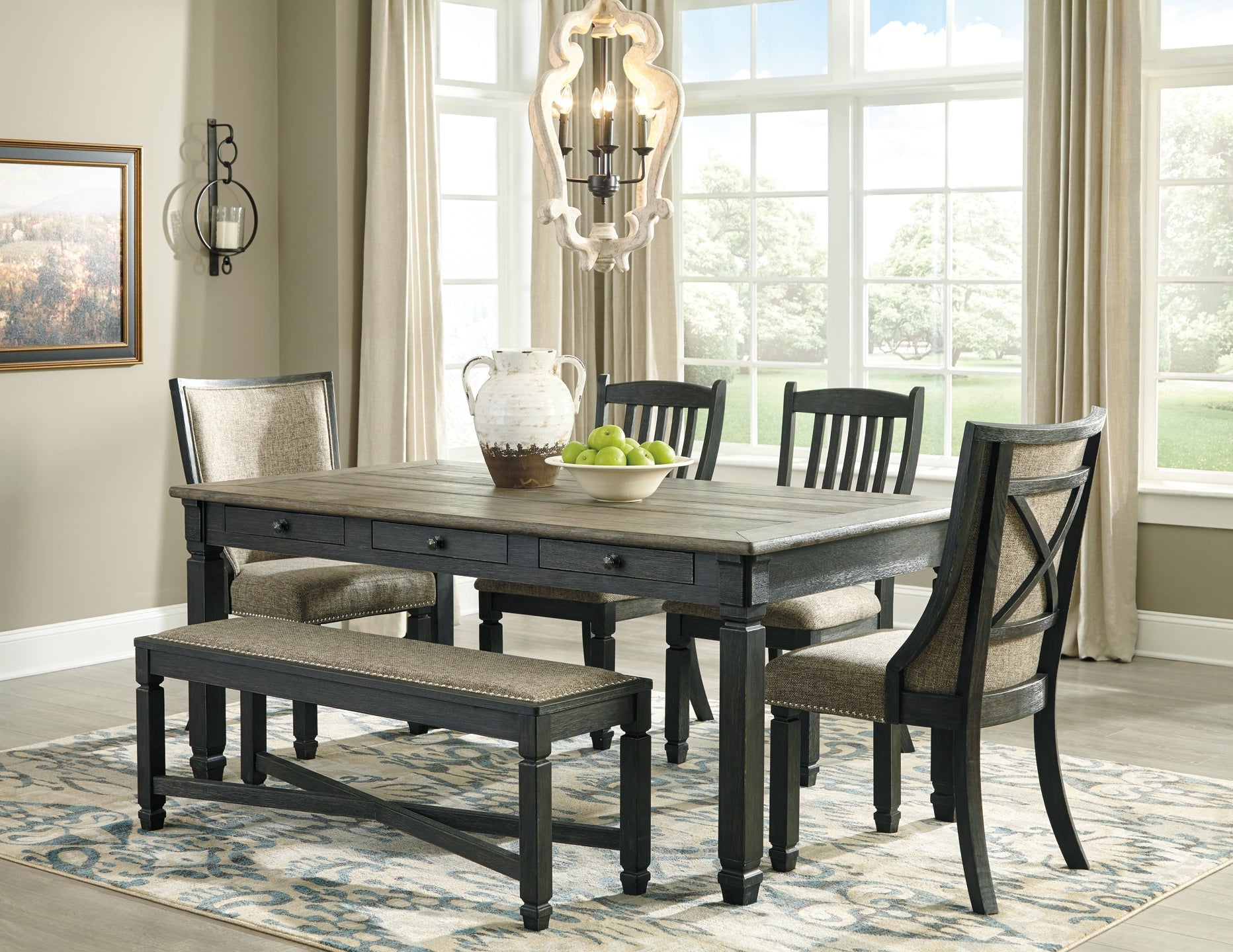 Tyler Creek Dining Table and 4 Chairs and Bench at Cloud 9 Mattress & Furniture furniture, home furnishing, home decor