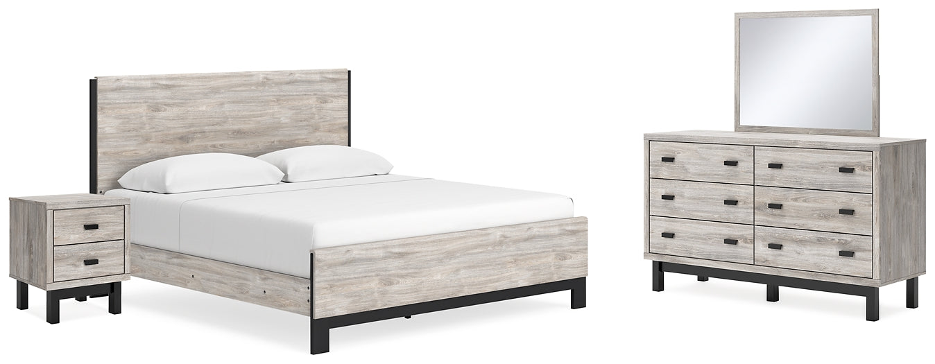 Vessalli King Panel Bed with Mirrored Dresser and Nightstand at Cloud 9 Mattress & Furniture furniture, home furnishing, home decor