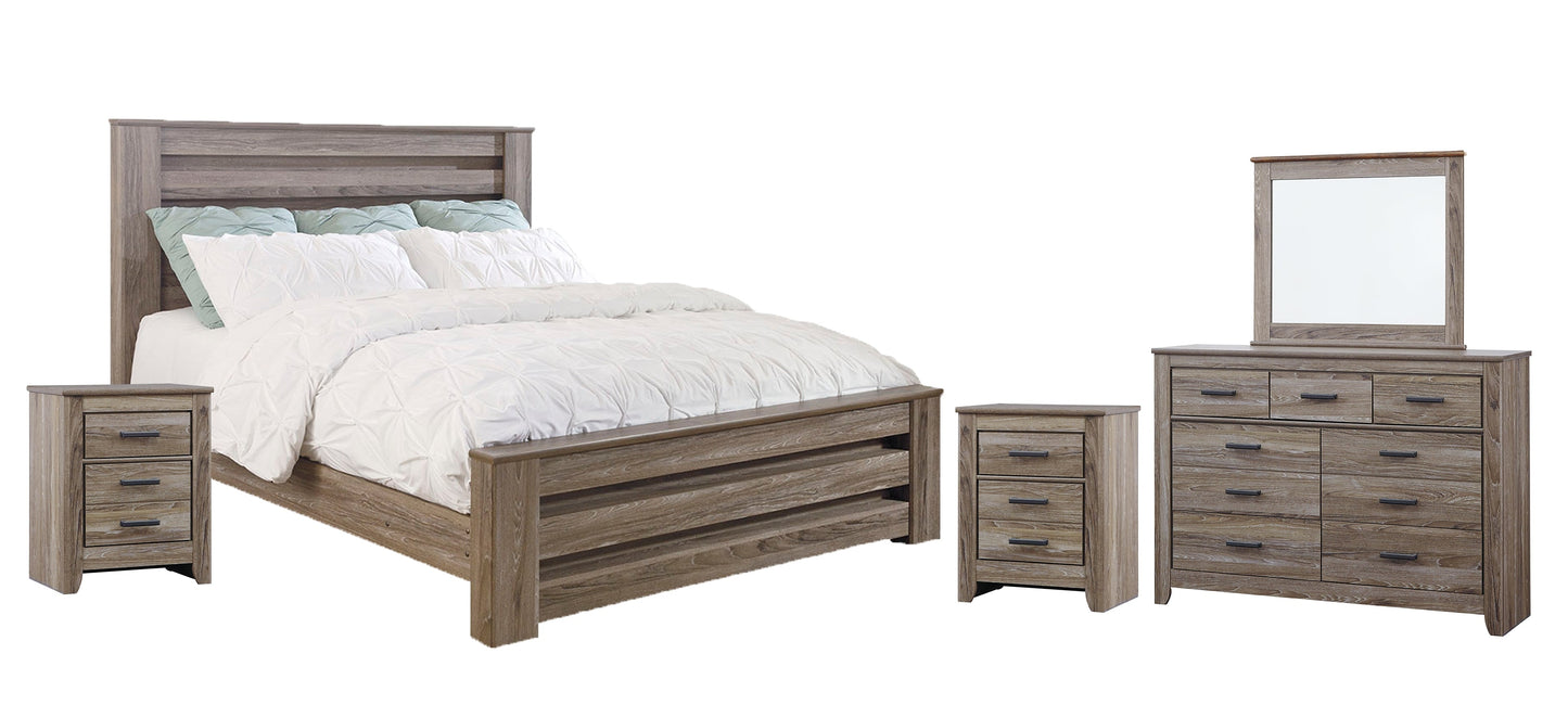 Zelen King Panel Bed with Mirrored Dresser and 2 Nightstands at Cloud 9 Mattress & Furniture furniture, home furnishing, home decor