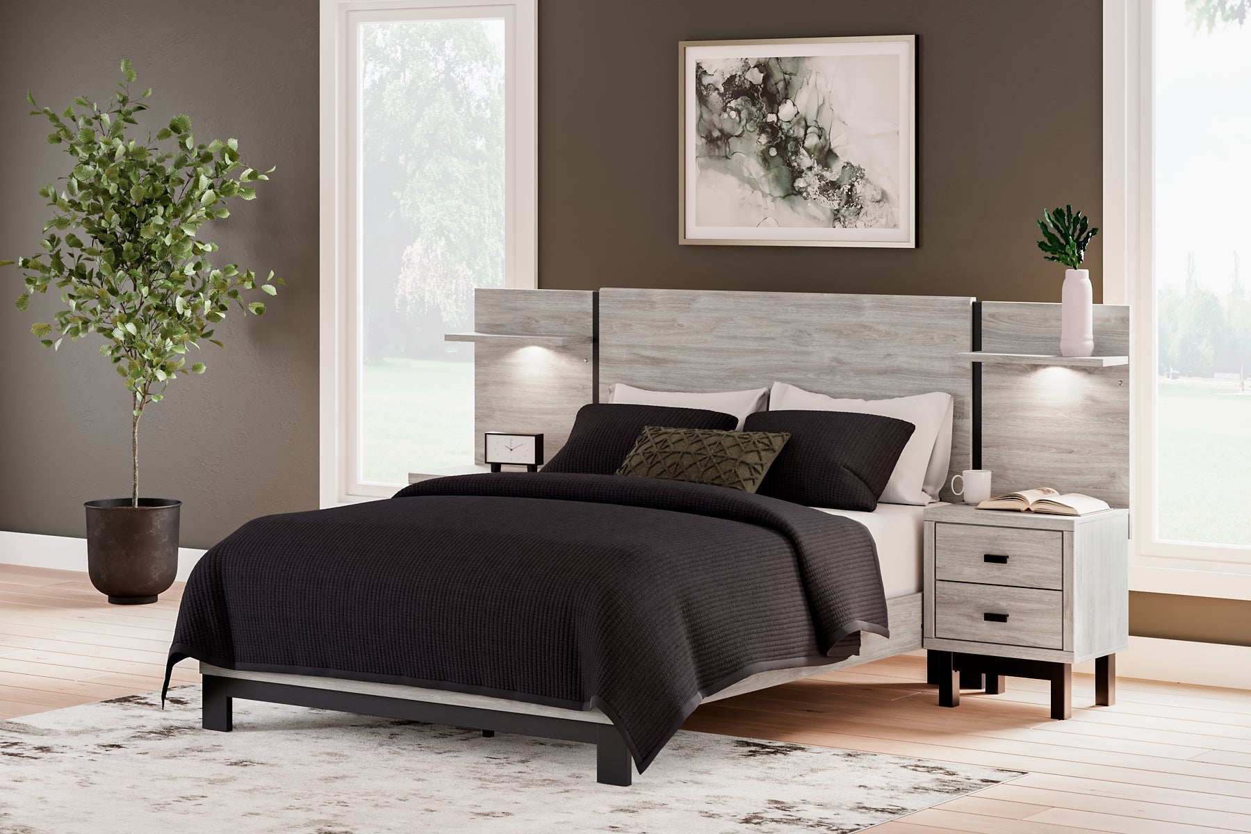 Vessalli Queen Panel Bed with Mirrored Dresser and Chest at Cloud 9 Mattress & Furniture furniture, home furnishing, home decor