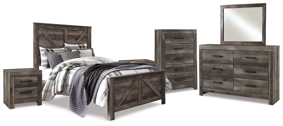 Wynnlow Queen Crossbuck Panel Bed with Mirrored Dresser, Chest and 2 Nightstands at Cloud 9 Mattress & Furniture furniture, home furnishing, home decor