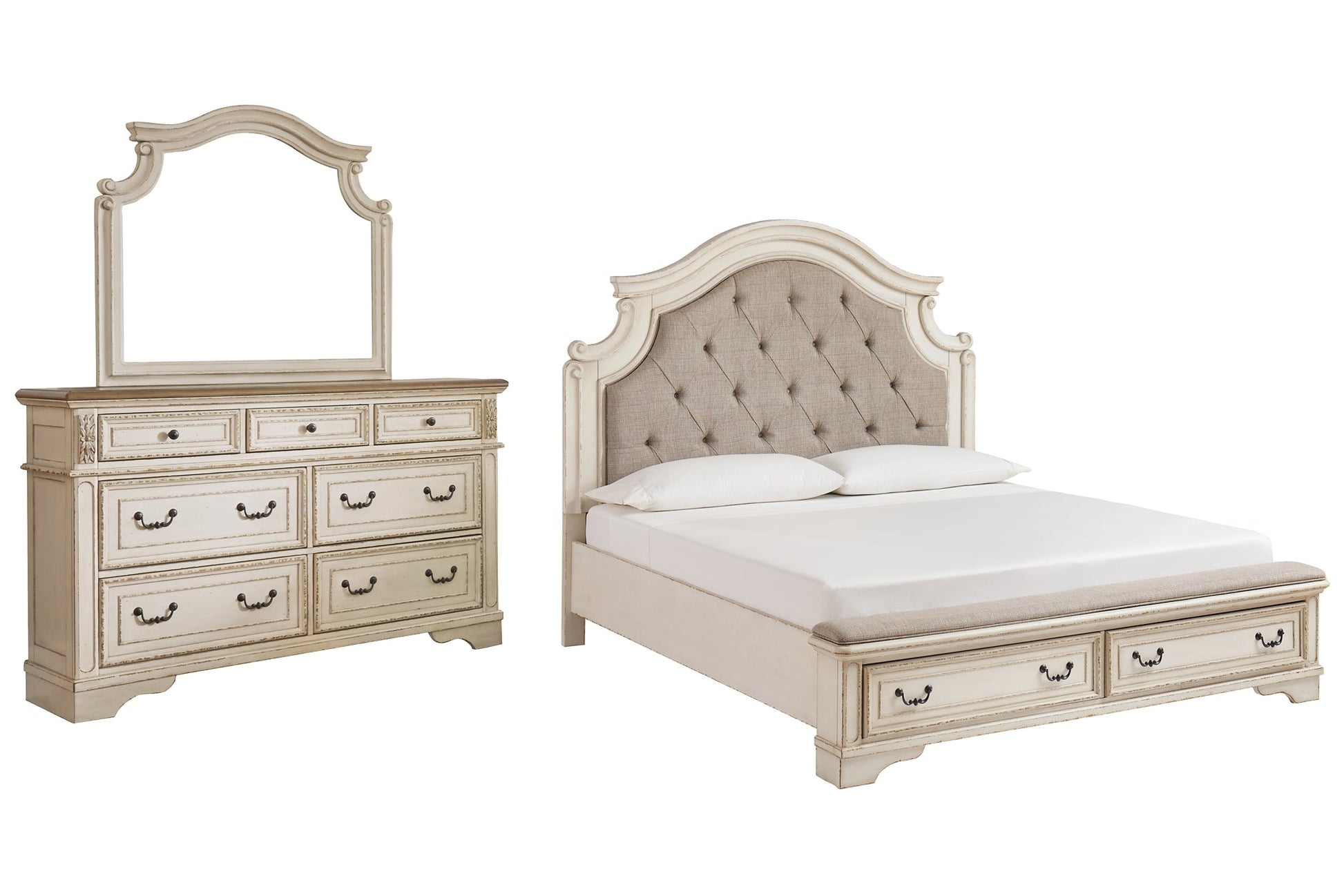 Realyn Queen Upholstered Bed with Mirrored Dresser at Cloud 9 Mattress & Furniture furniture, home furnishing, home decor