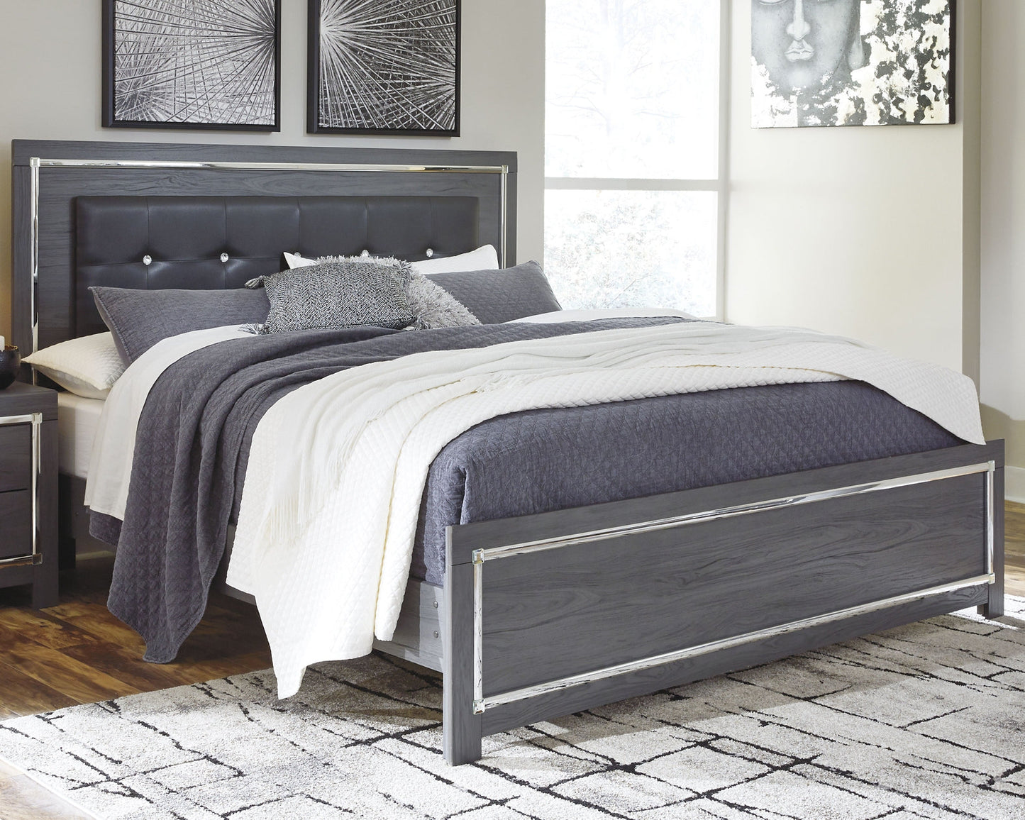 Lodanna King Panel Bed with Mirrored Dresser and Nightstand at Cloud 9 Mattress & Furniture furniture, home furnishing, home decor