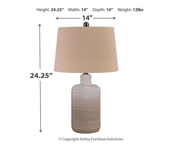 Marnina Ceramic Table Lamp (2/CN) at Cloud 9 Mattress & Furniture furniture, home furnishing, home decor