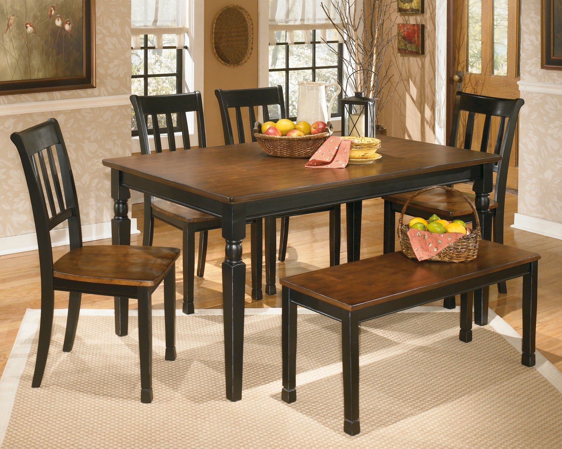 Owingsville Dining Table and 4 Chairs and Bench at Cloud 9 Mattress & Furniture furniture, home furnishing, home decor