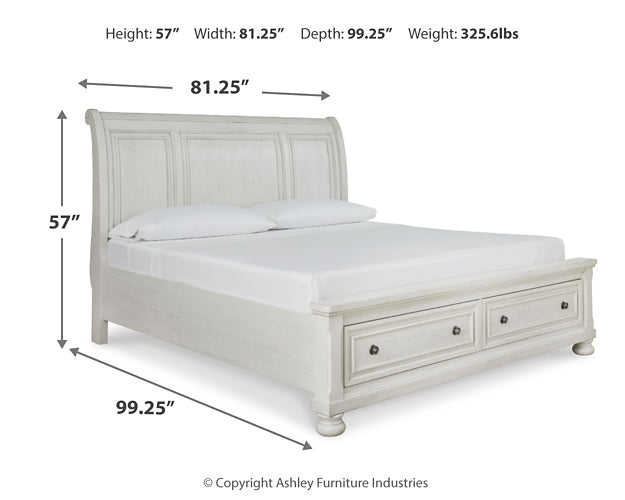 Robbinsdale California King Sleigh Bed with Storage with Mirrored Dresser at Cloud 9 Mattress & Furniture furniture, home furnishing, home decor