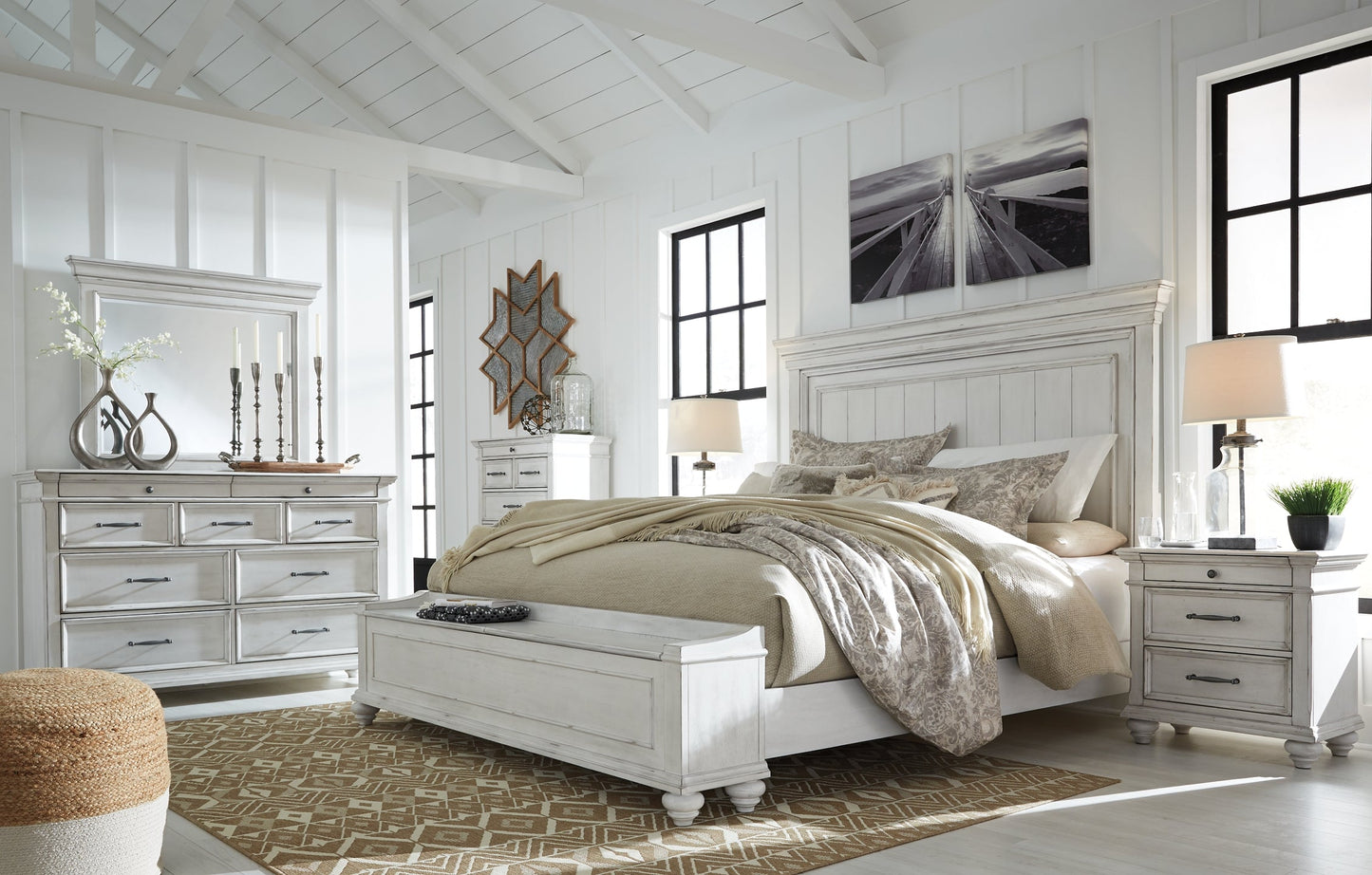 Kanwyn King Panel Bed with Storage with Mirrored Dresser, Chest and Nightstand at Cloud 9 Mattress & Furniture furniture, home furnishing, home decor