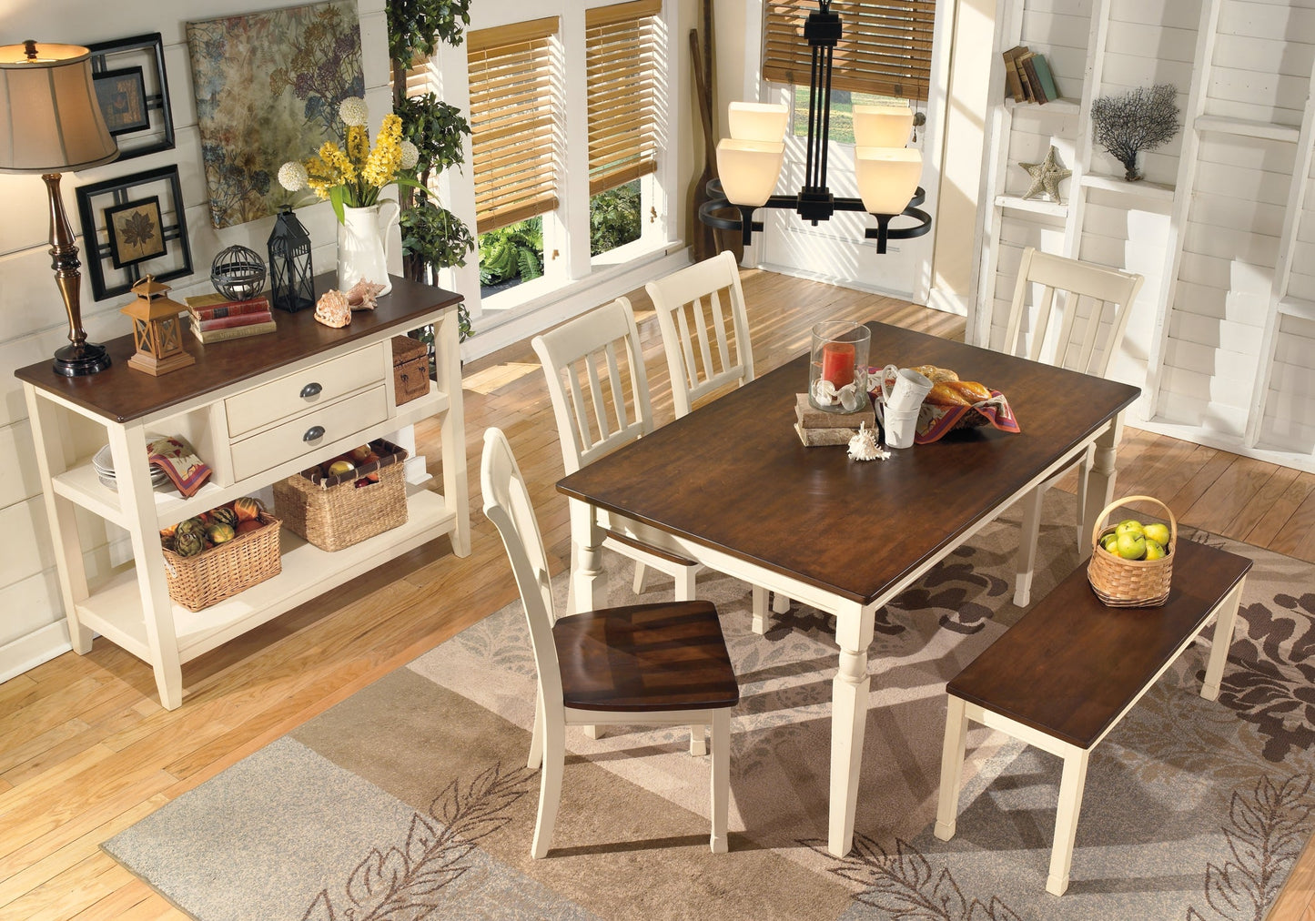 Whitesburg Dining Table and 4 Chairs and Bench at Cloud 9 Mattress & Furniture furniture, home furnishing, home decor