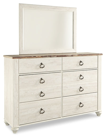 Willowton King Panel Bed with Mirrored Dresser at Cloud 9 Mattress & Furniture furniture, home furnishing, home decor