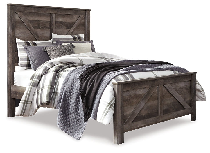 Wynnlow Queen Crossbuck Panel Bed with Mirrored Dresser, Chest and 2 Nightstands at Cloud 9 Mattress & Furniture furniture, home furnishing, home decor