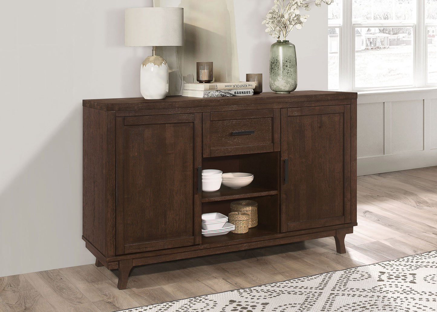 Reynolds 2-door Sideboard Buffet Storage Cabinet Brown Oak