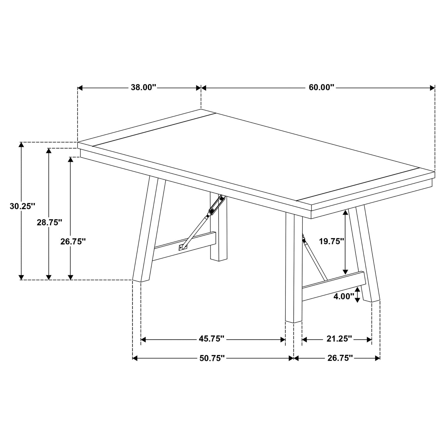 Newport 6-piece Rectangular Trestle Dining Table Set Black