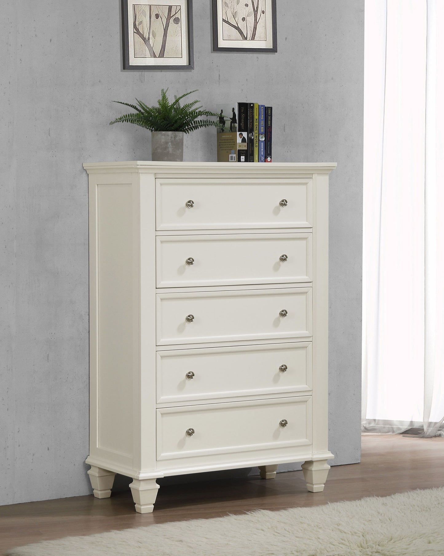 Sandy Beach 5-drawer Bedroom Chest Cream White