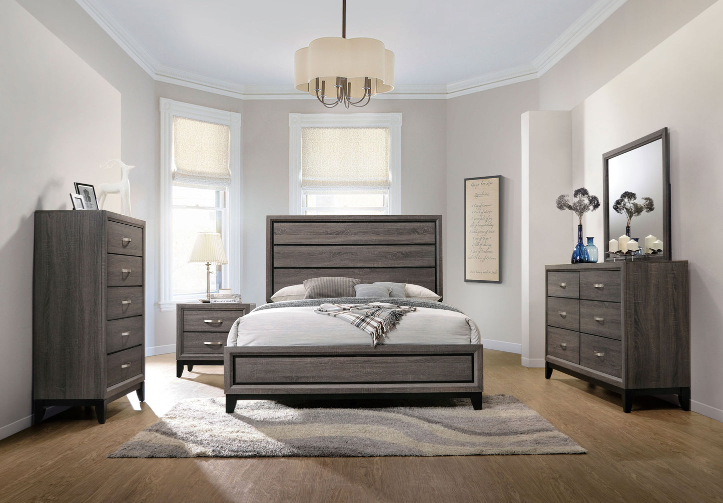 Watson Wood Eastern King Panel Bed Grey Oak