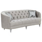 Avonlea 3-piece Upholstered Sloped Arm Sofa Set Grey Velvet