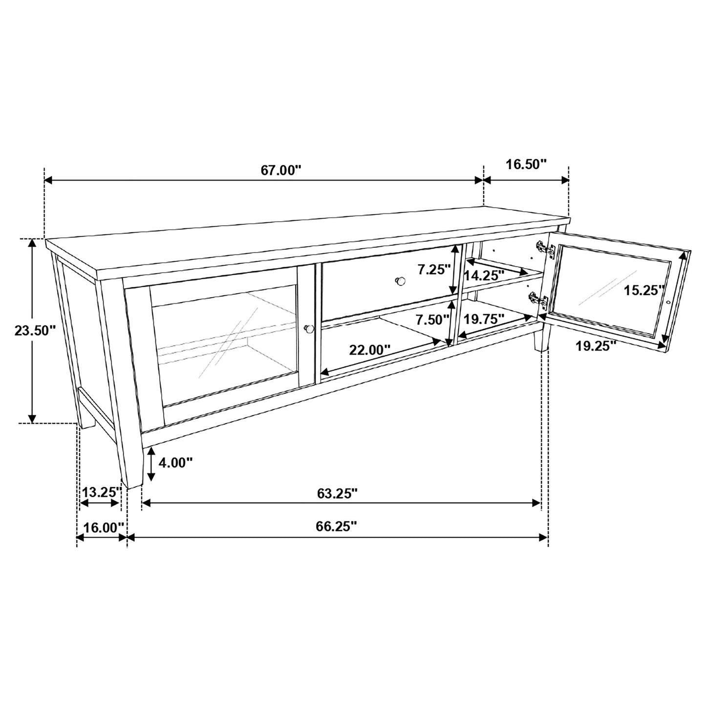 Hollis 2-door Wood 67" TV Stand with Drawer Brown and White