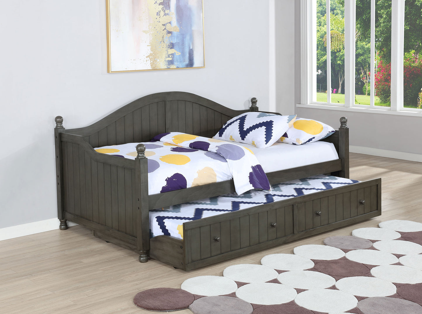 Julie Ann Wood Twin Daybed with Trundle Warm Grey